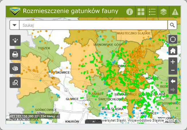 Rozmieszczenie gatunków fauny, roślin naczyniowych oraz mszaków województwa śląskiego